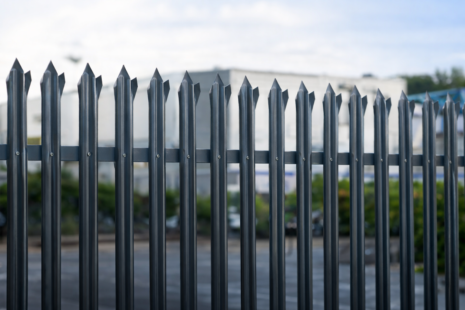 Steel palisade security fencing for commercial properties and industrial sites